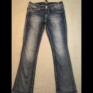 Vigoss Slim Boot Women's 32×30.5" Rhinestone Studded Jeans Stretch Distressed